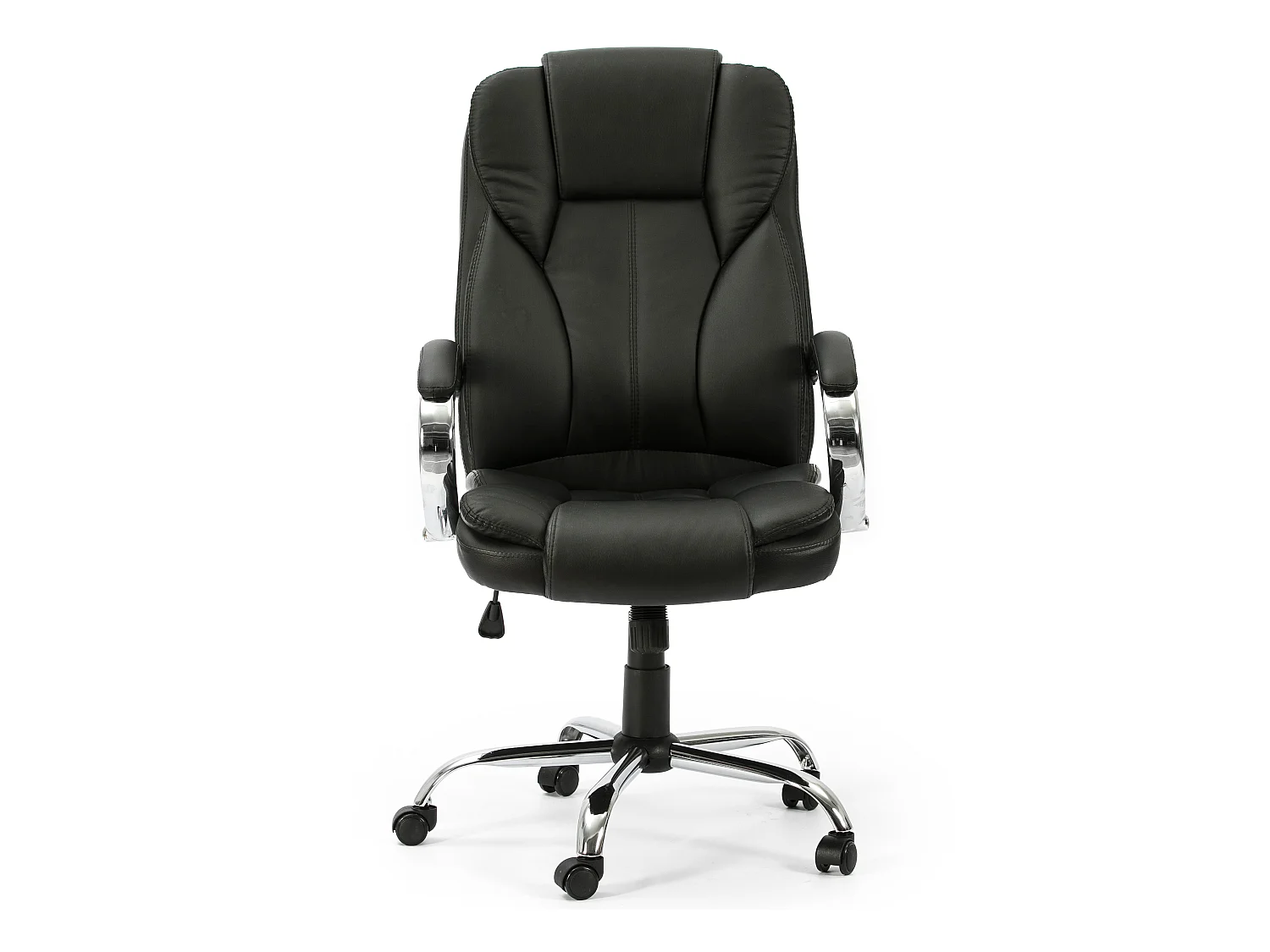 Poltrona da Ufficio Nixon sollevabile e reclinabile Rivestita in Ecopelle, Colore Nero, Metallo Cromato