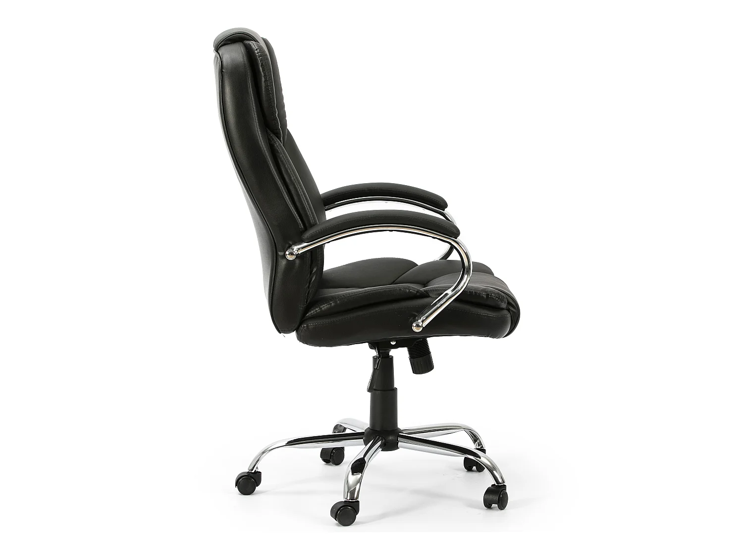 Poltrona da Ufficio Nixon sollevabile e reclinabile Rivestita in Ecopelle, Colore Nero, Metallo Cromato