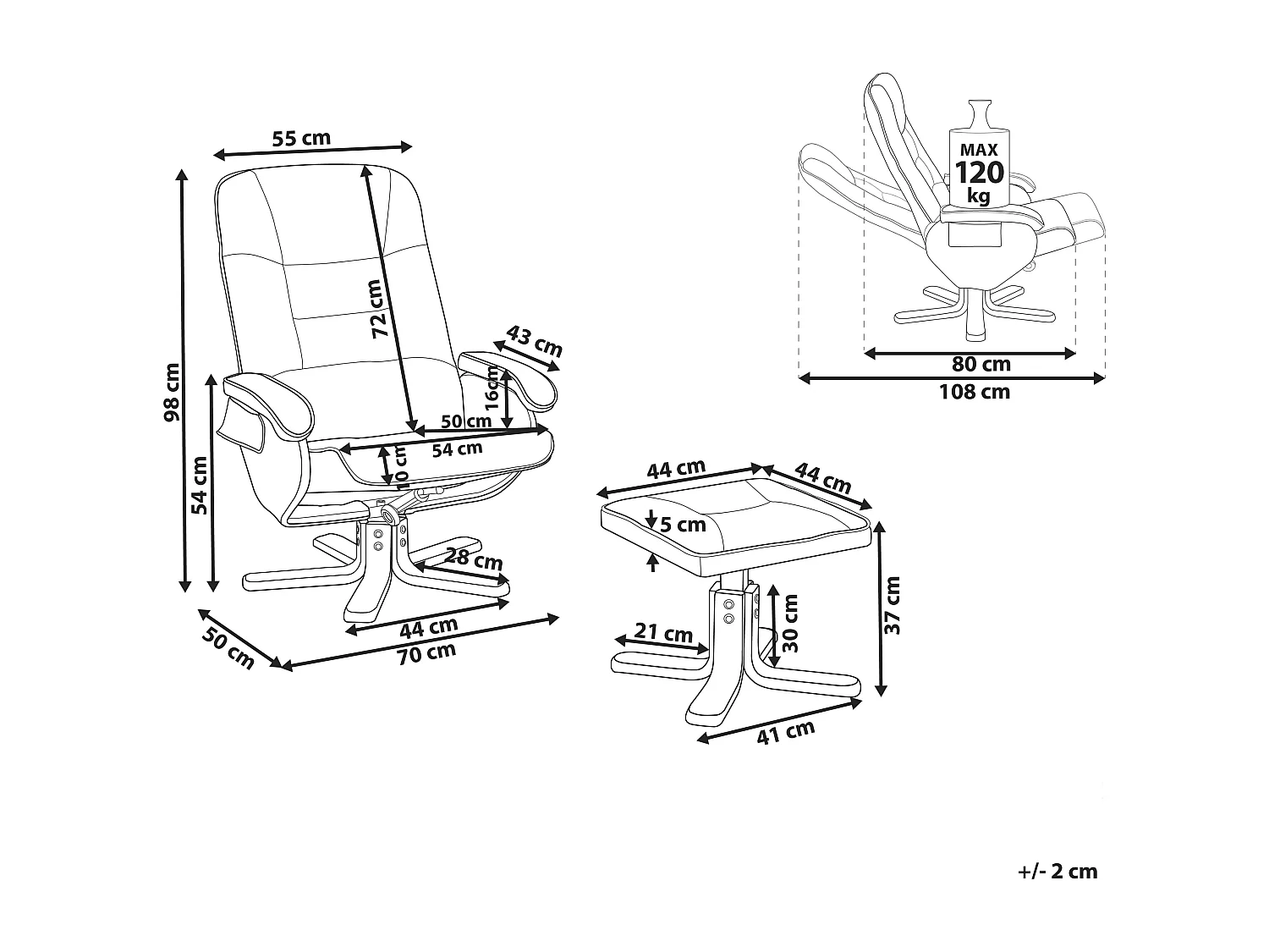 Fauteuil massant RELAXPRO Cuir PU Blanc cassé