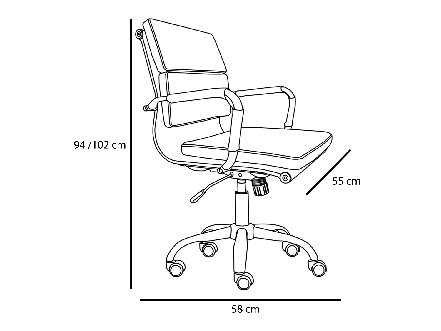 Kantoorstoel Fenix, zwart, kunstleer, verstelbare hoogte
