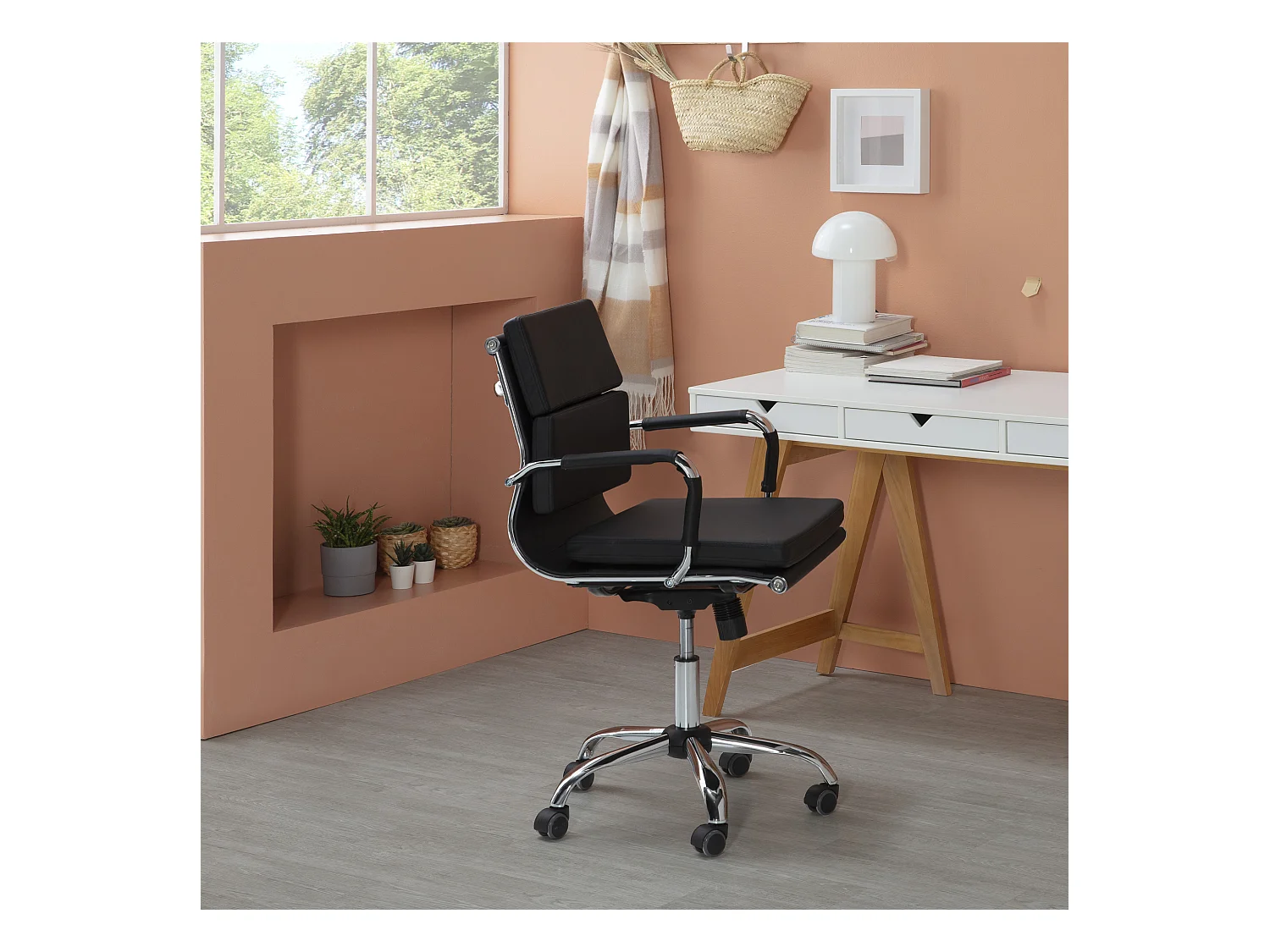 Kantoorstoel Fenix, zwart, kunstleer, verstelbare hoogte