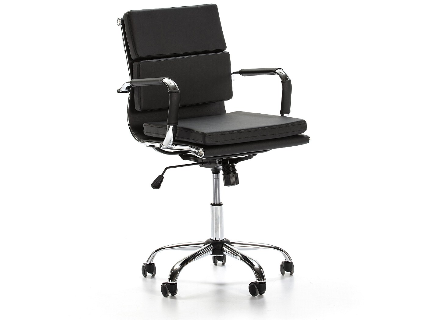 VS Venta-stock Sedia Ufficio Fenix Reclinabile In Ecopelle Nera - Con Poggiatesta, Braccioli, Altezza Regolabile, Portata 150 Kg