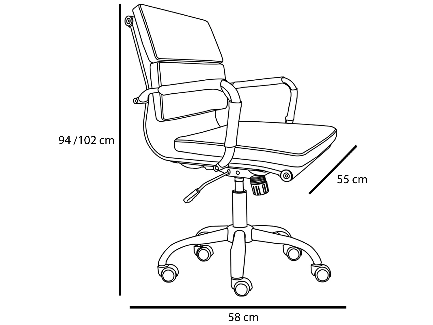 Fauteuil de Bureau Fenix inclinable Noir, Cuir synthétique