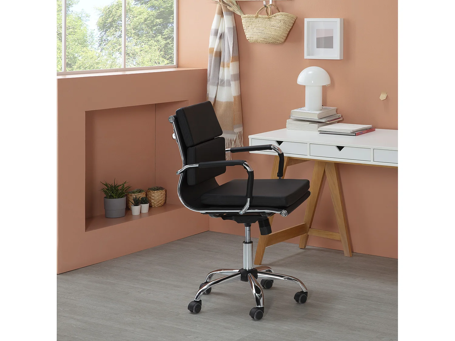 Fauteuil de Bureau Fenix inclinable Noir, Cuir synthétique