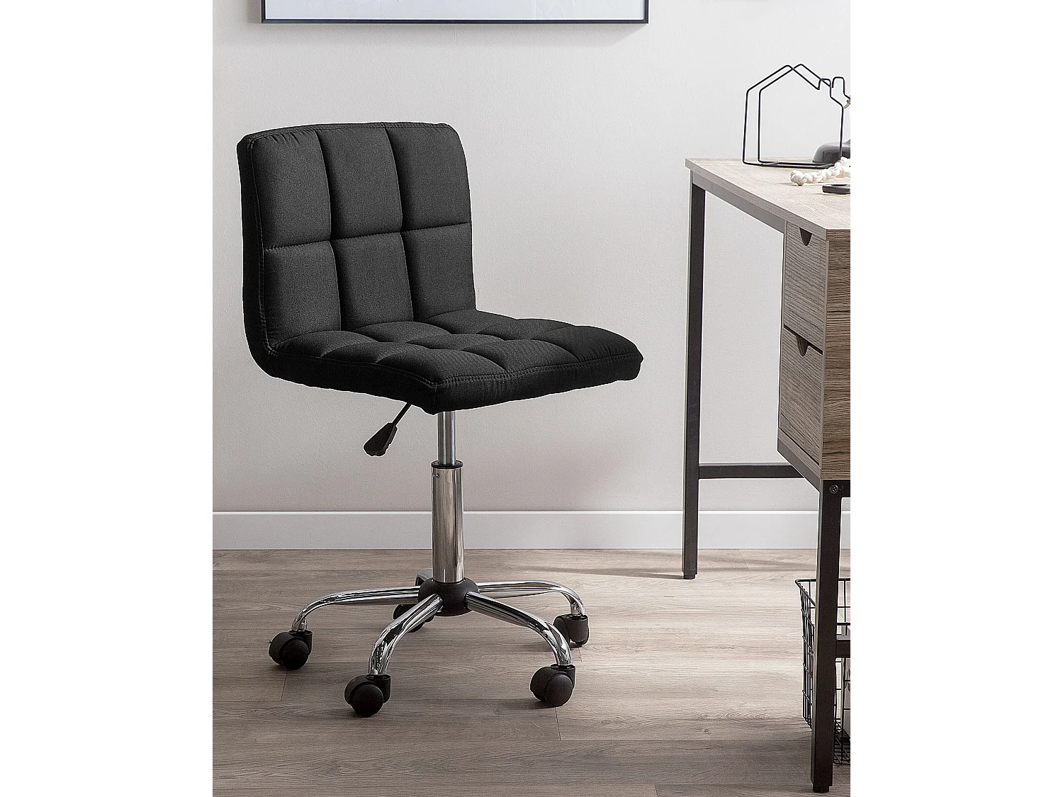 Arbeitsstuhl Arbeitshocker Hocker mit Rollen schwarz Polyester Marion