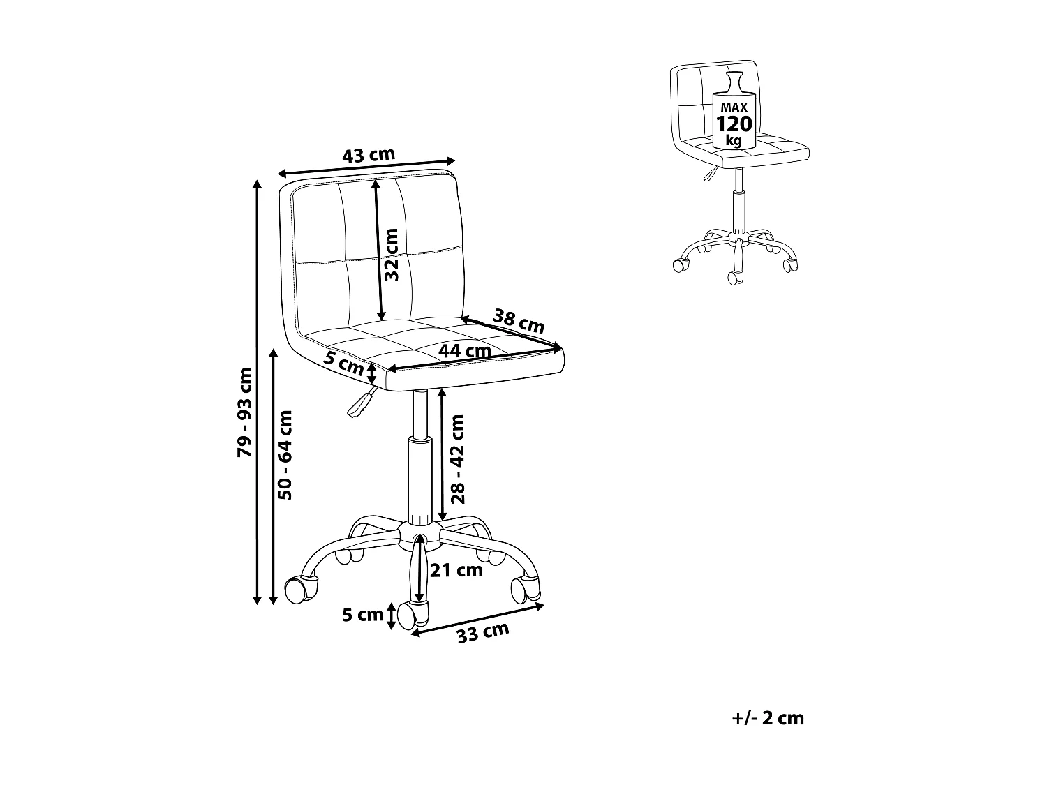Arbeitsstuhl Arbeitshocker Hocker mit Rollen schwarz Polyester Marion