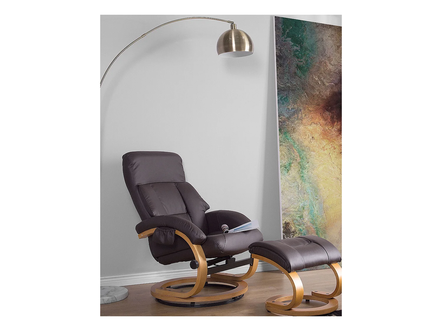 Fauteuil massant FORCE Cuir PU Marron foncé