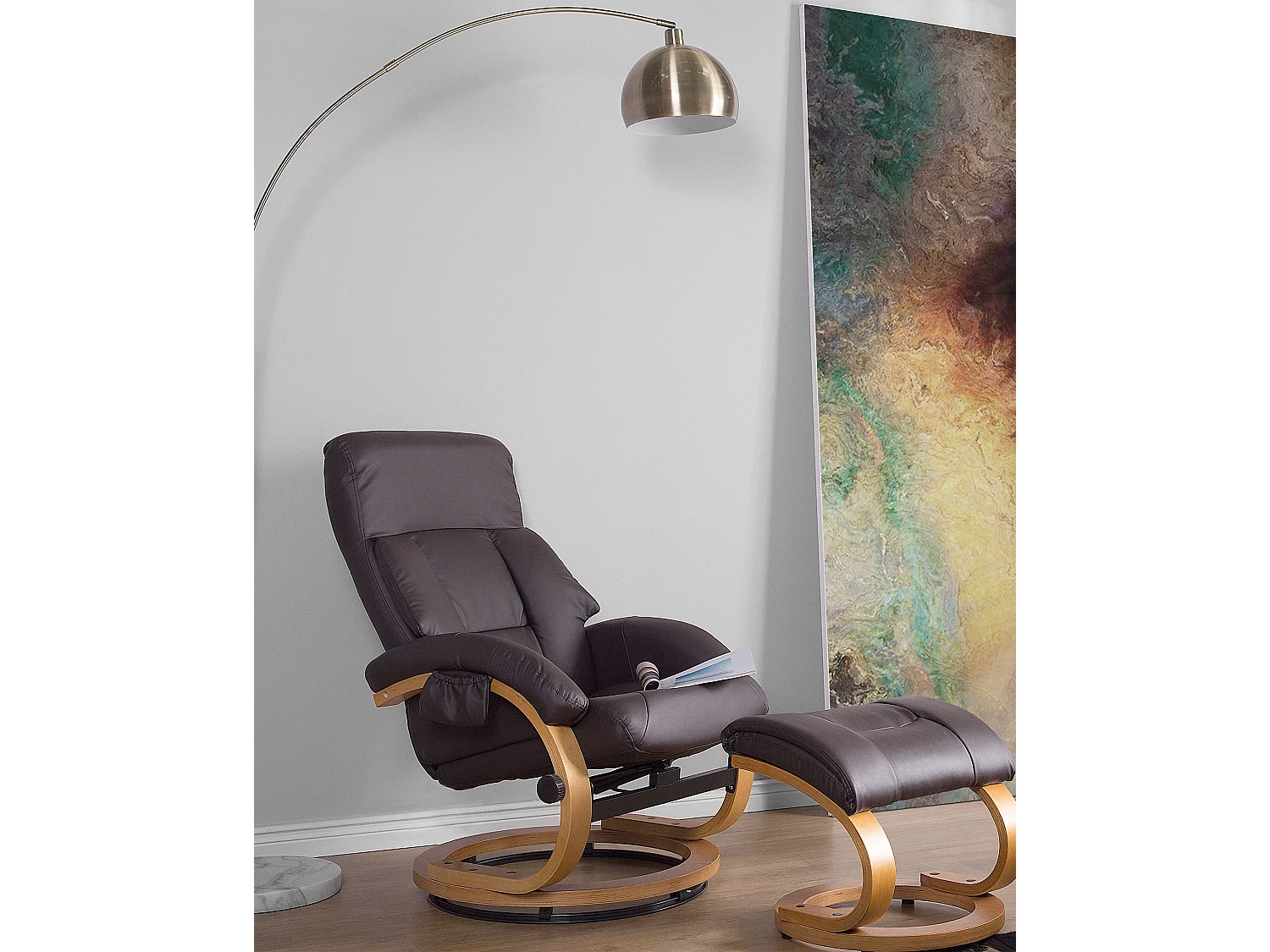 Massagestuhl FORCE mit Fussstütze Kunstleder Dunkelbraun