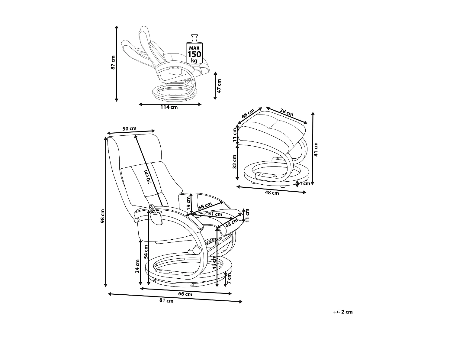 Fauteuil massant FORCE Cuir PU Marron foncé