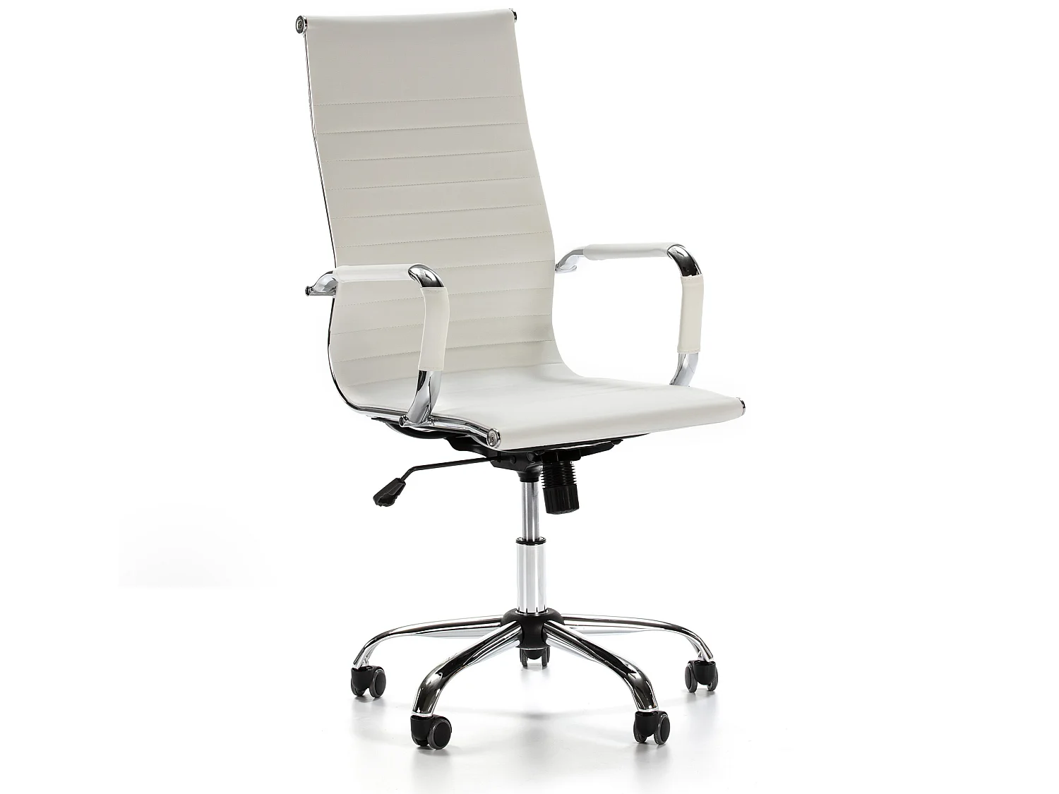 Sedia da Ufficio Londres reclinabile Bianco, Ecopelle, Sedia Executive con poggiatesta Imbottito, Altezza Regolabile, Design ergonomico