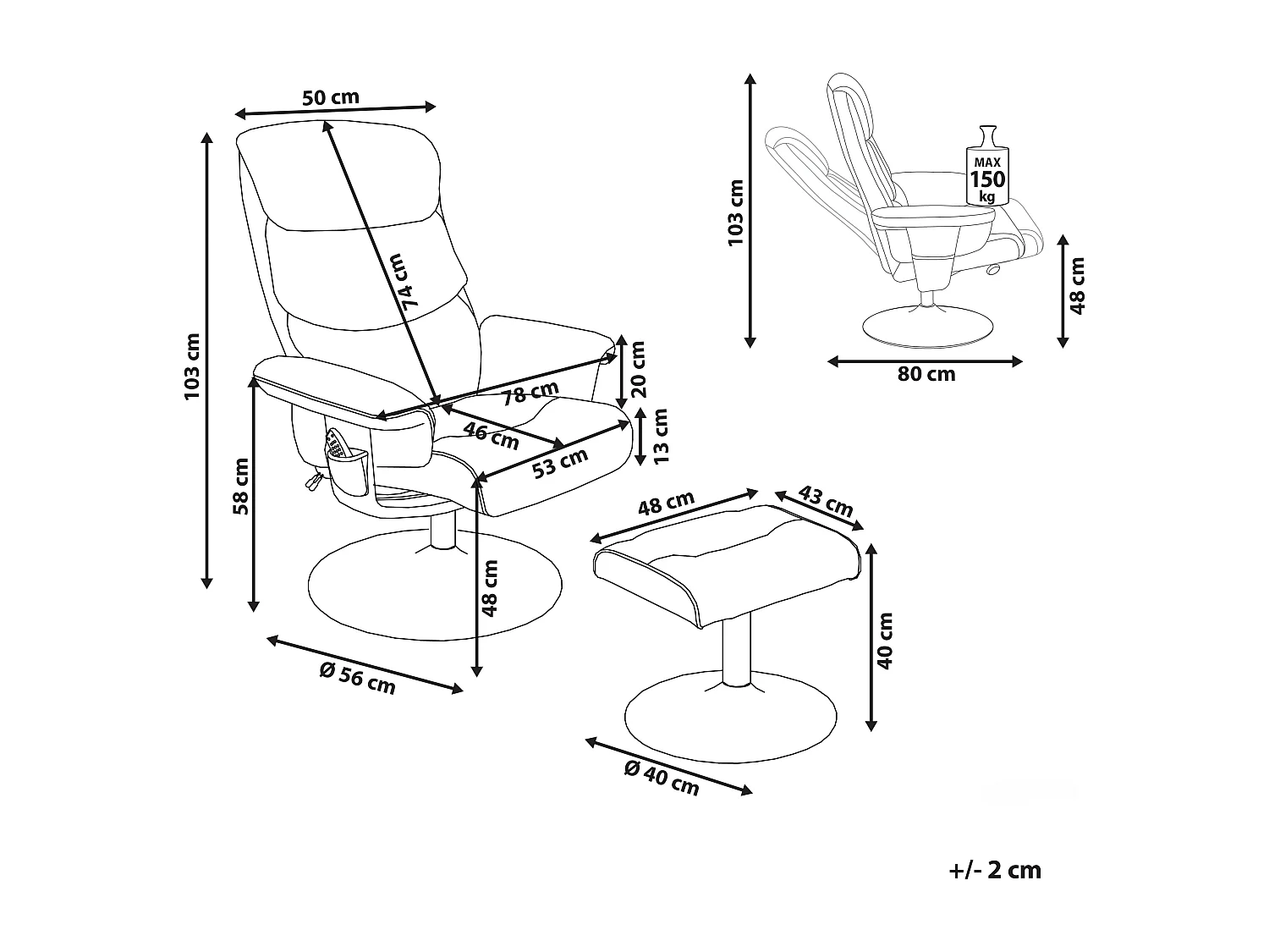Fauteuil massant LEGEND Cuir PU Gris