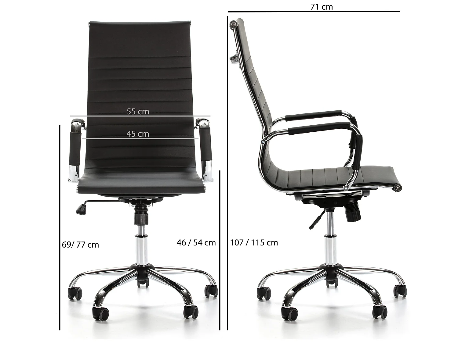 Sedia da Ufficio Londres reclinabile Nero, Ecopelle, Sedia Executive con poggiatesta Imbottito, Altezza Regolabile, Design ergonomico