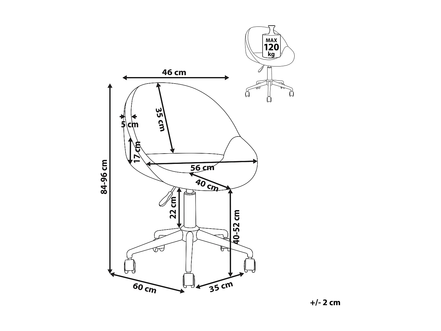 Cadeira de escritório SELMA Veludo Preto