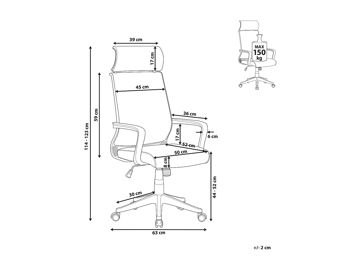 Chaise de bureau Gris foncé LEADER
