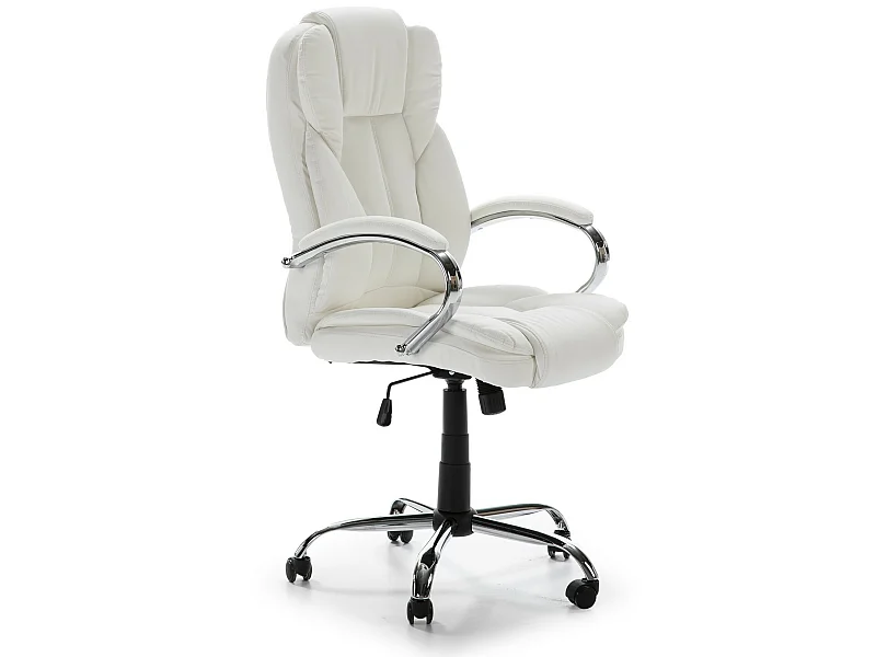 Fauteuil de Bureau à Hauteur réglable et inclinable Nixon Similicuir Blanc