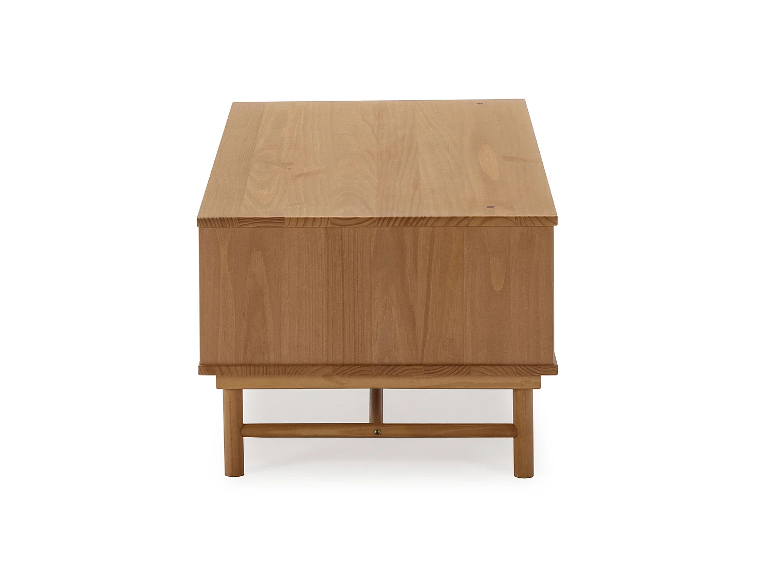 Table Basse Magnus 1 Porte Coulissante et 1 Creux, Bois Massif, Longueur 110 cm