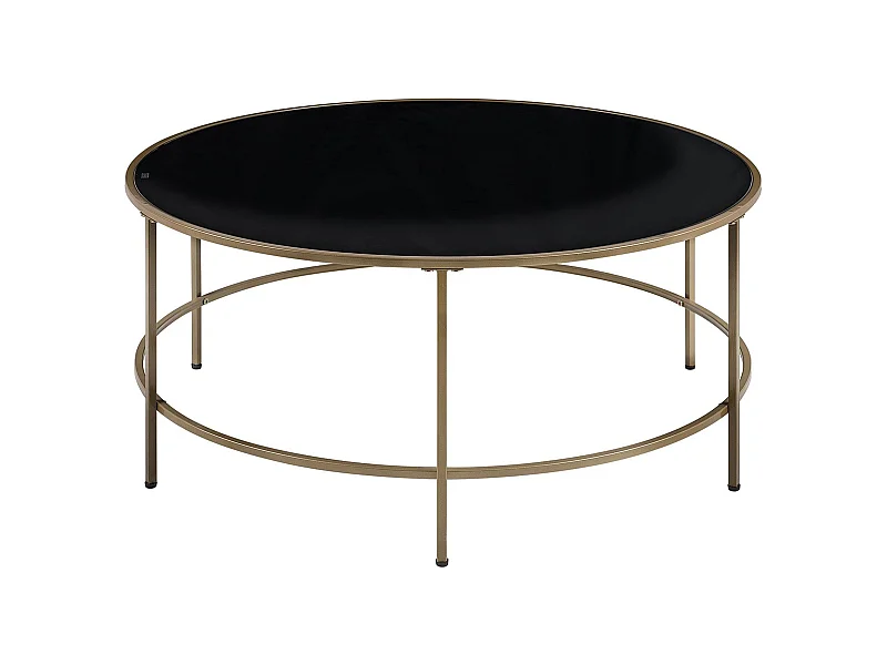 Moderner, runder Kaffeetisch mit goldenem Gestell und schwarzer Tischplatte Florence