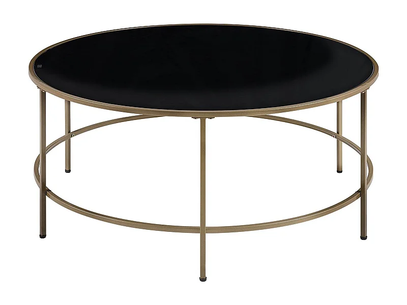 Moderner, runder Kaffeetisch mit goldenem Gestell und schwarzer Tischplatte Florence