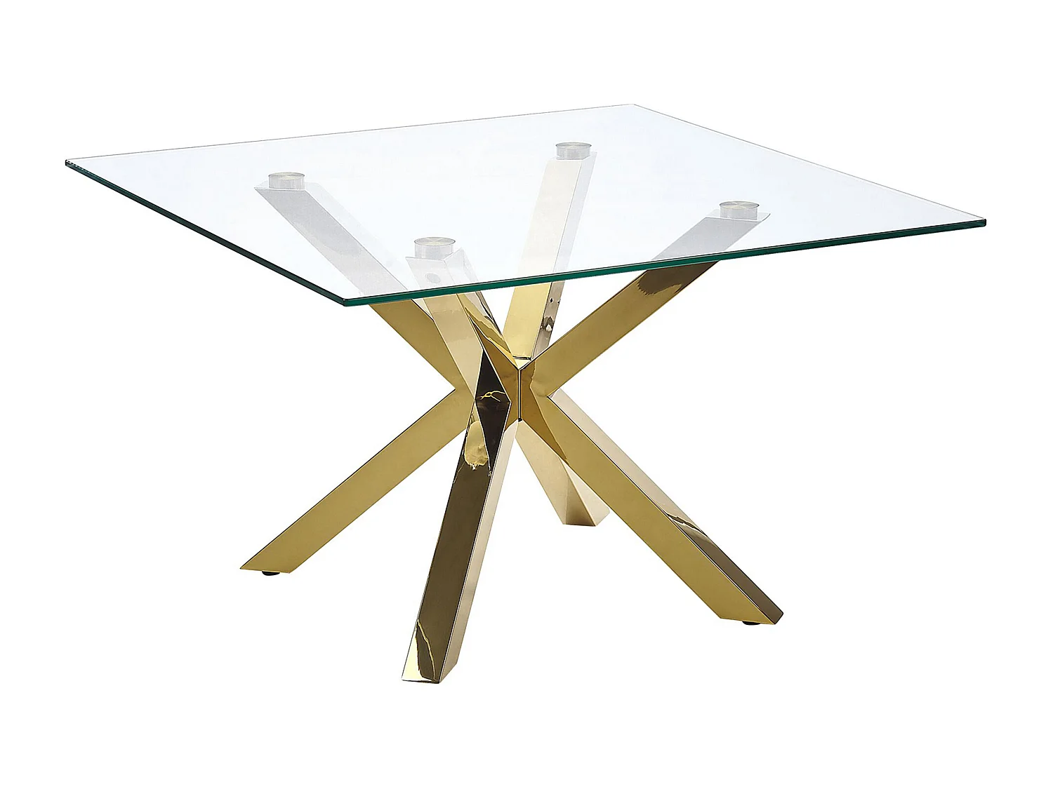 Couchtisch transparent Glas mit Metallgestell quadratisch 70x70cm gold Starlight