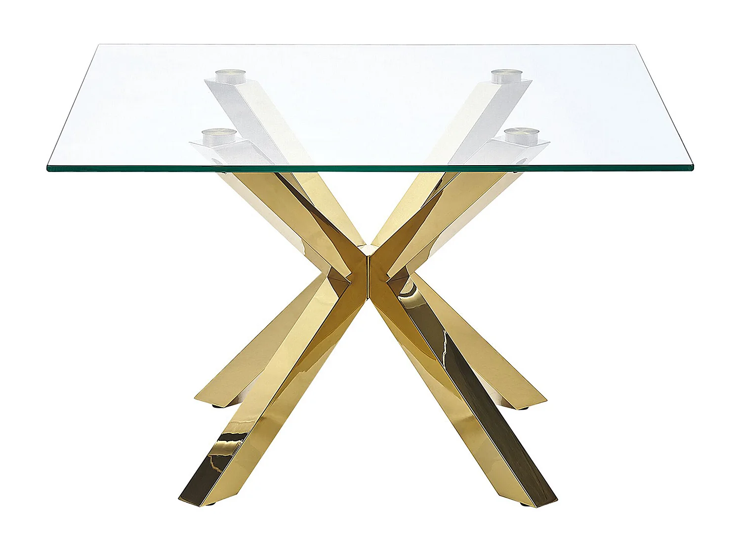 Couchtisch transparent Glas mit Metallgestell quadratisch 70x70cm gold Starlight