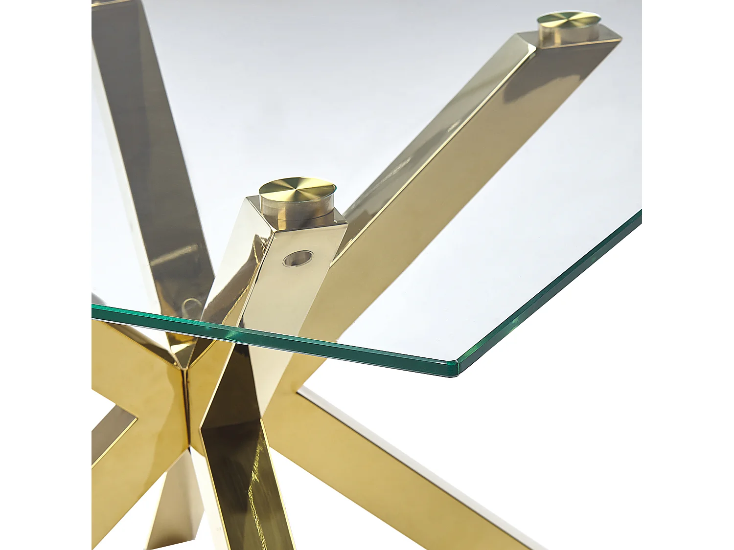 Couchtisch transparent Glas mit Metallgestell quadratisch 70x70cm gold Starlight