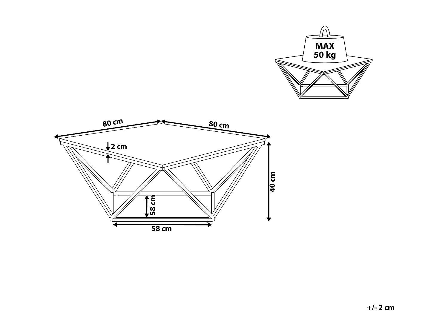 Moderner Couchtisch geometrisch schwarz Marmor Optik mit schwarzen Beinen Malibu
