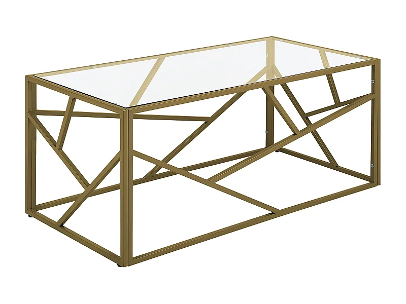 Couchtisch Glastisch mit Metallgestell golden 50 x 100 cm Glamour Kaffeetisch rechteckiger Wohnzimmertisch Orland
