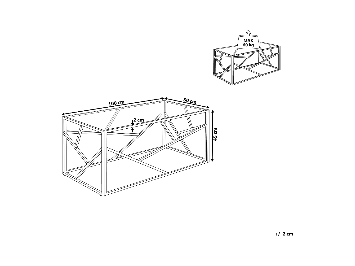 Salontafel ORLAND Glas Goud