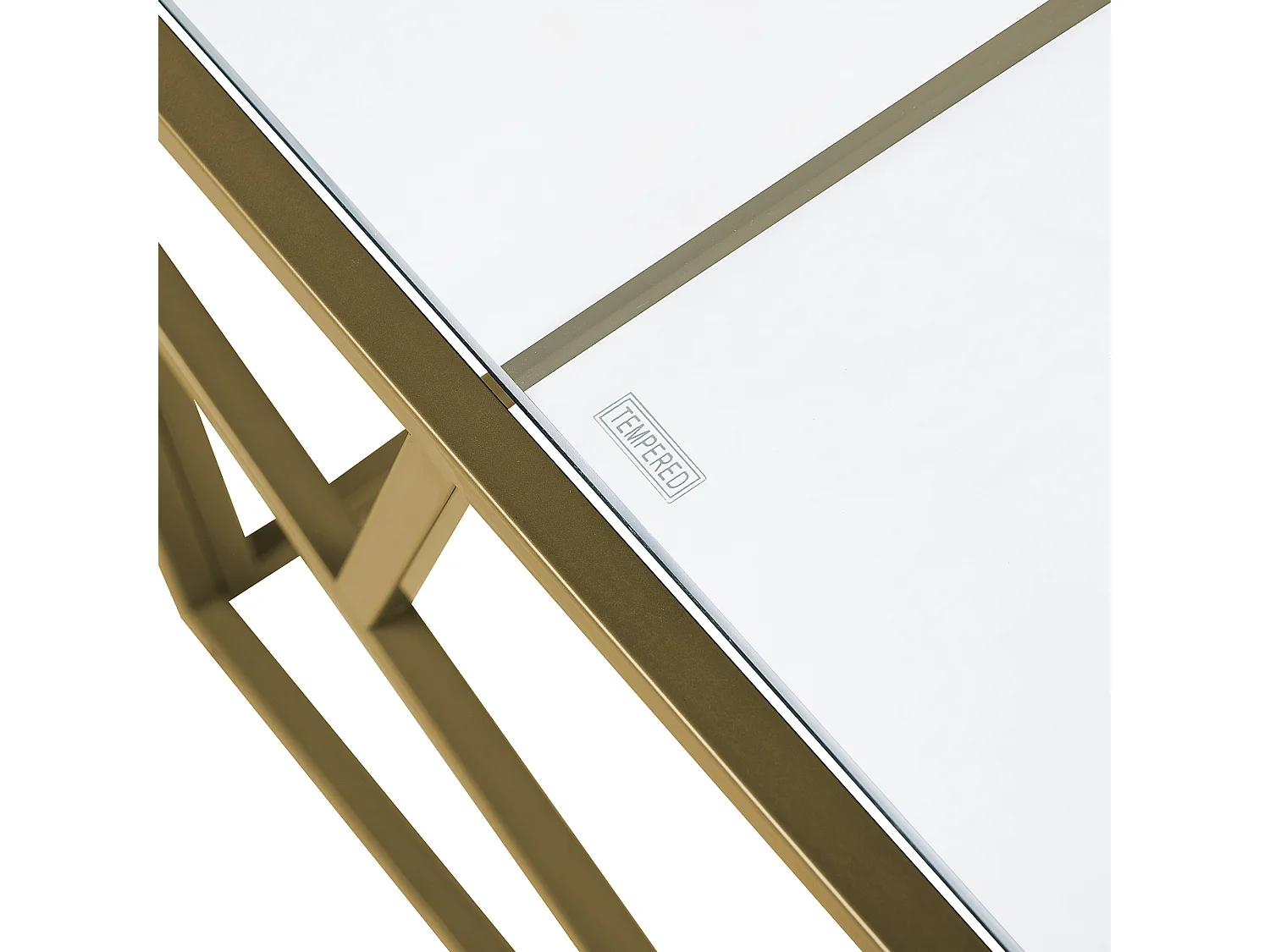 Couchtisch Glastisch mit Metallgestell golden 50 x 100 cm Glamour Kaffeetisch rechteckiger Wohnzimmertisch Orland