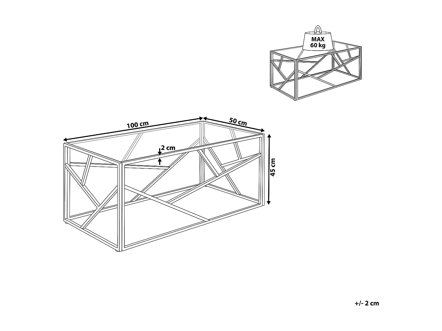 Stolik kawowy ORLAND Szkło Złoty