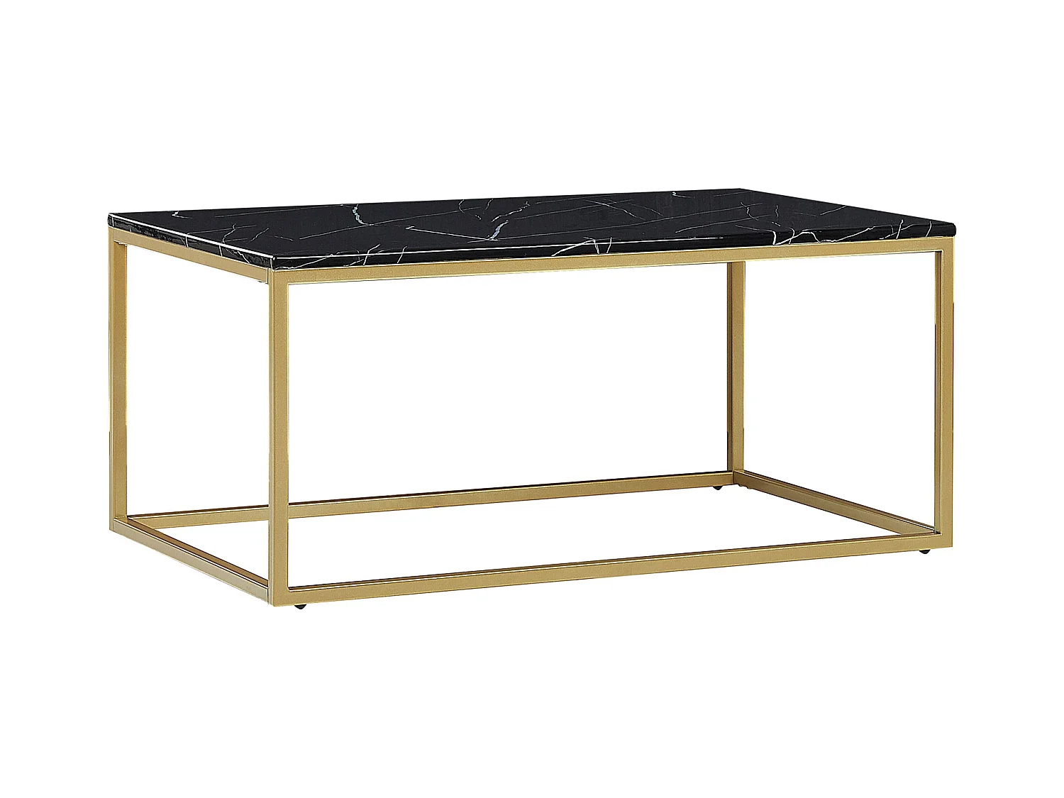 Trendy Couchtisch schwarz Marmor-Optik goldene Beine Delano