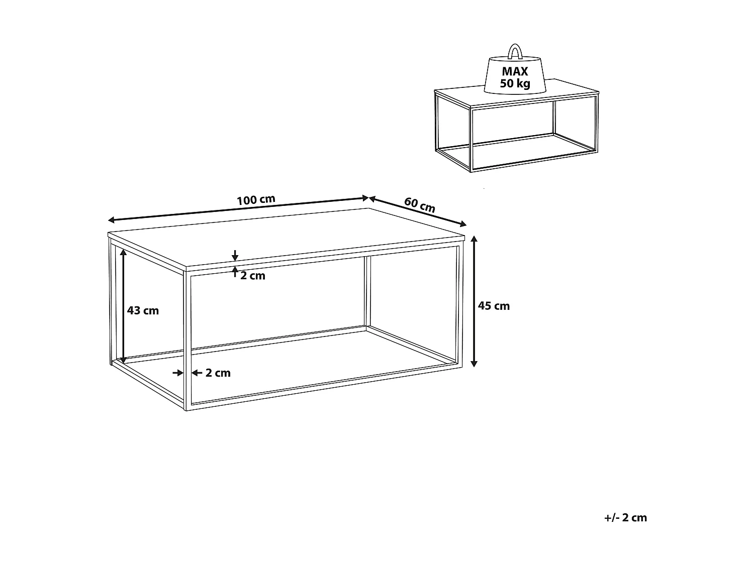 Mesa de centro DELANO Negro/Dorado