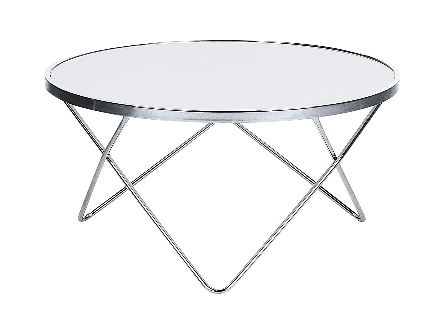Couchtisch MERIDIAN Sicherheitsglas Weiss / Silber