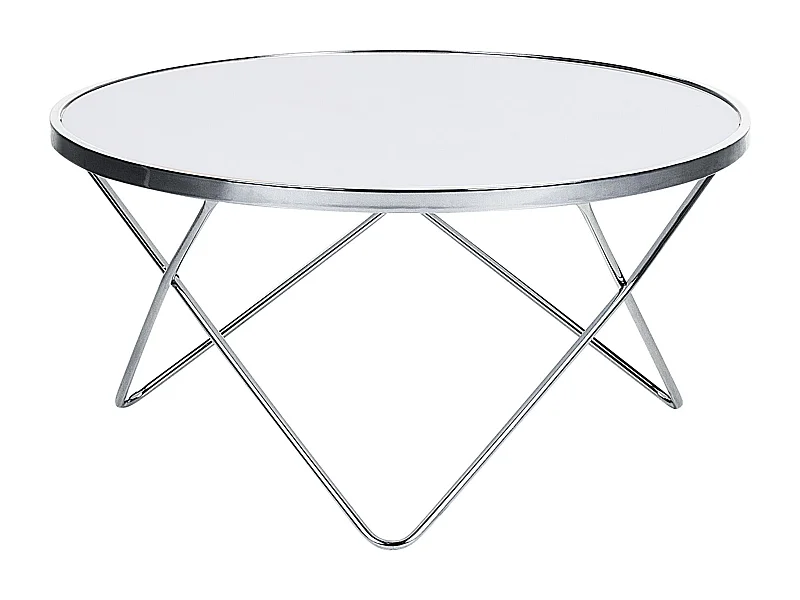Table basse MERIDIAN Verre de sécurité Blanc/argenté