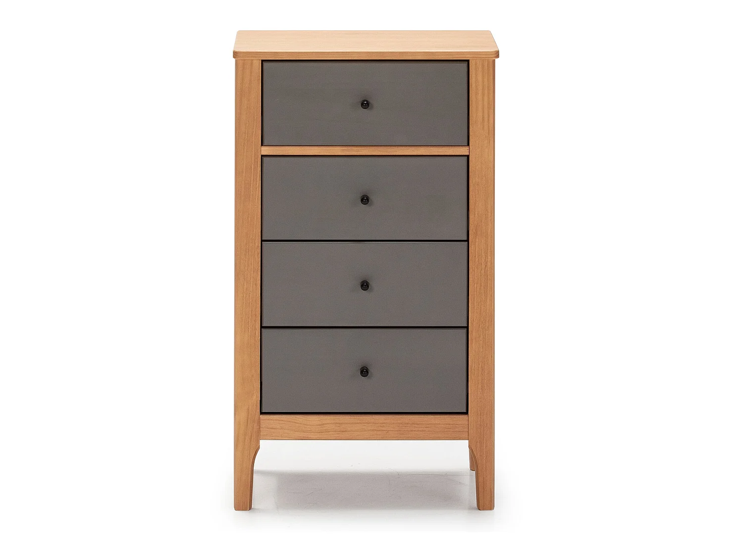 Chiffonnier Nuit 4 tiroirs Luca dans les tiroirs Chêne/Gris, 46 cm Longueur