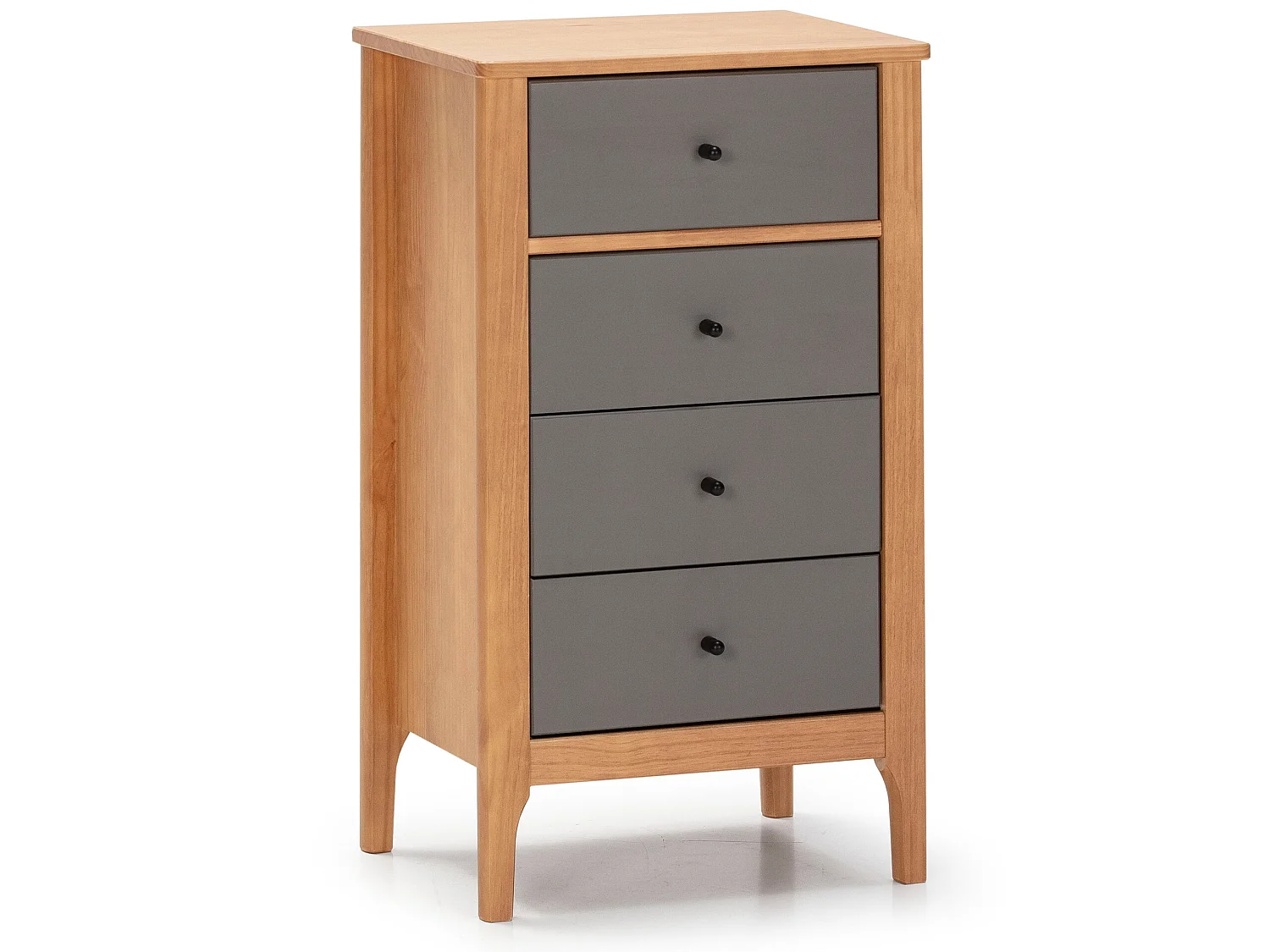 Chiffonnier Nuit 4 tiroirs Luca dans les tiroirs Chêne/Gris, 46 cm Longueur