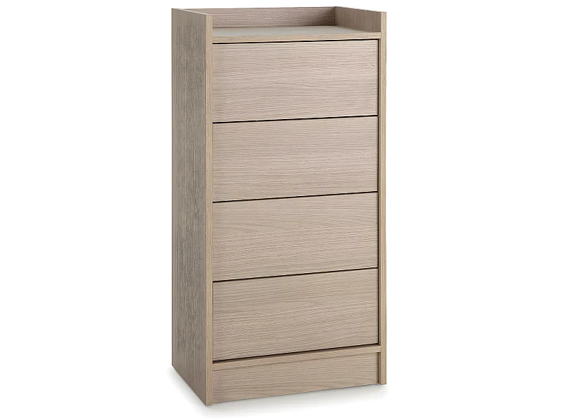 Sinfonier de Noche Moscú 4 cajones, Color Roble, 45 cm (Ancho) 33 cm (Profundo) 91 cm (Altura)