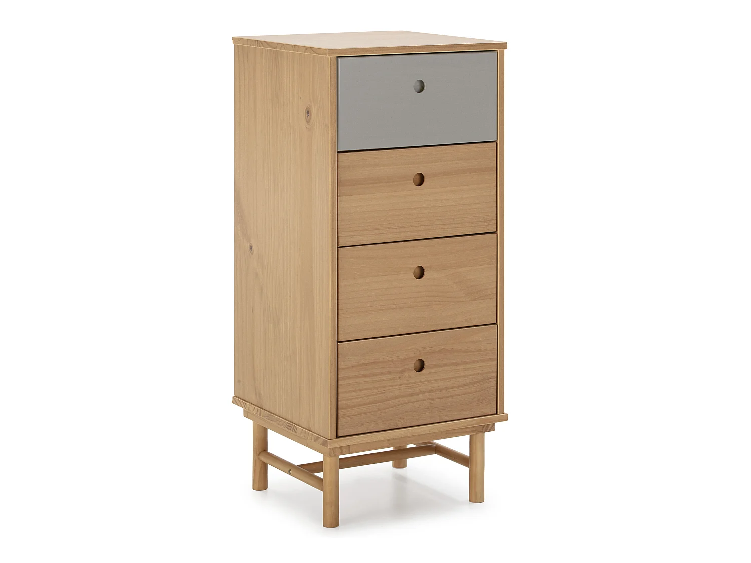 Chiffonnier de nuit Magnus 4 tiroirs, bois massif, 40 cm Largeur