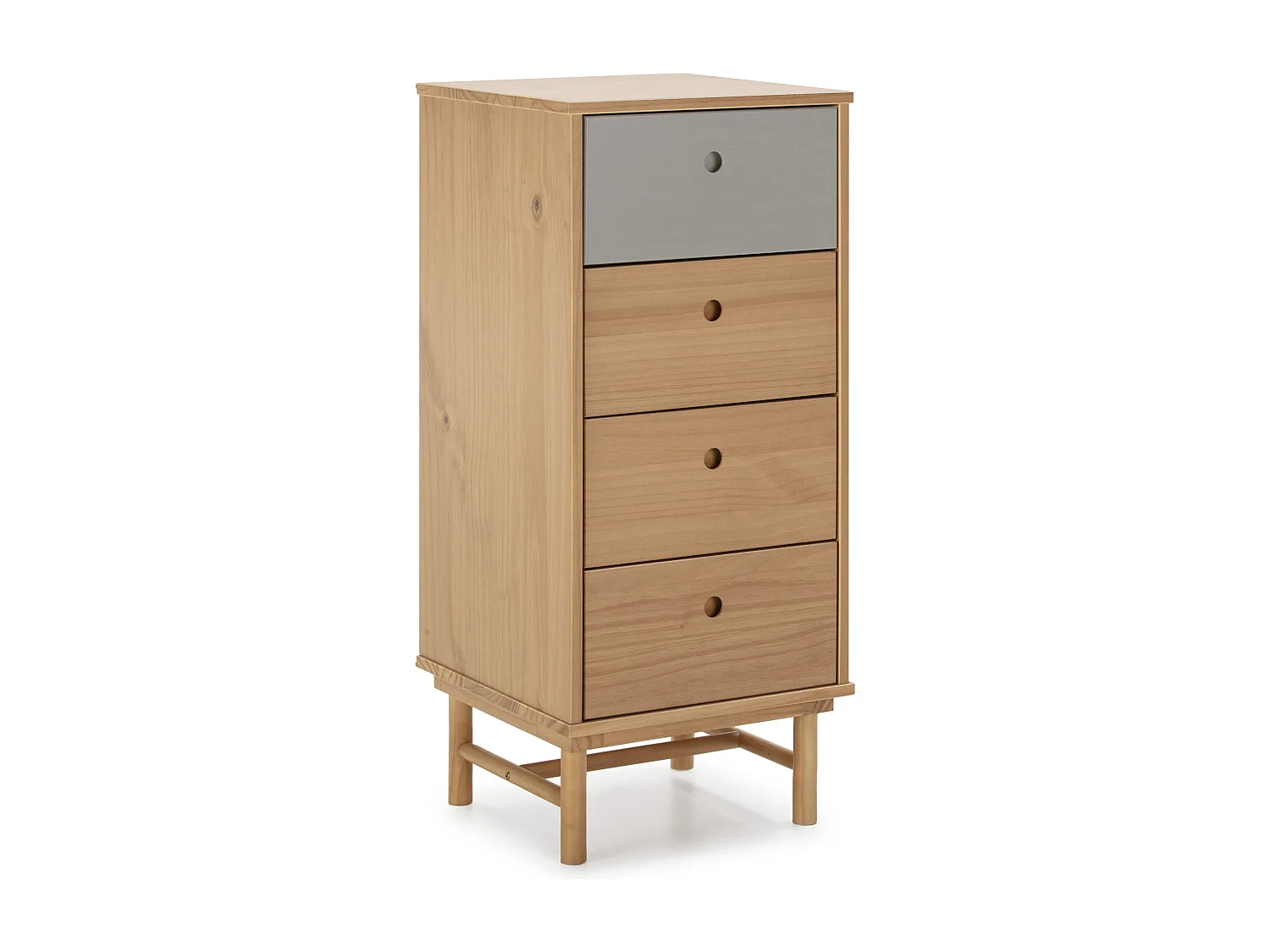 Chiffonnier de nuit Magnus 4 tiroirs, bois massif, 40 cm Largeur