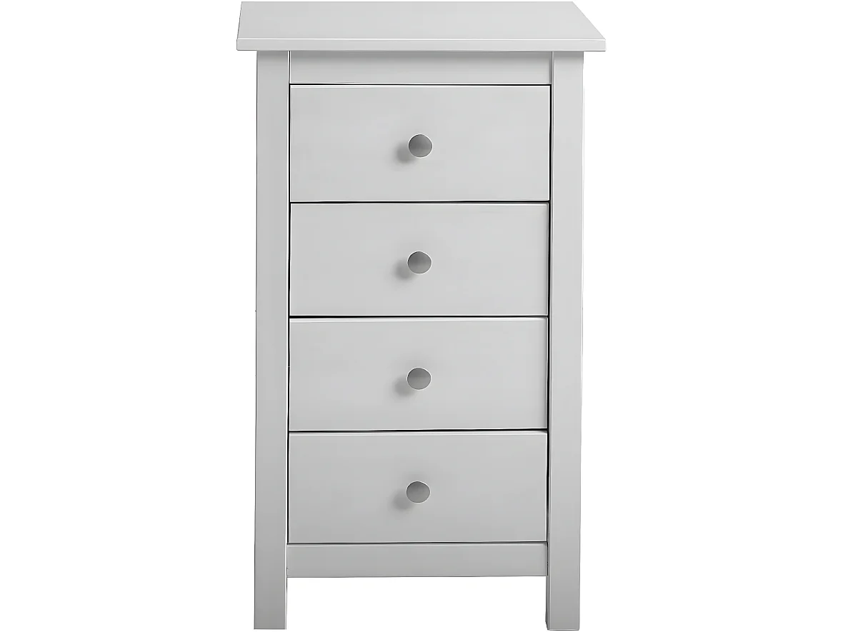 Cassettiera Berna Bianco con 4 cassetti, Realizzato in Pino Massiccio