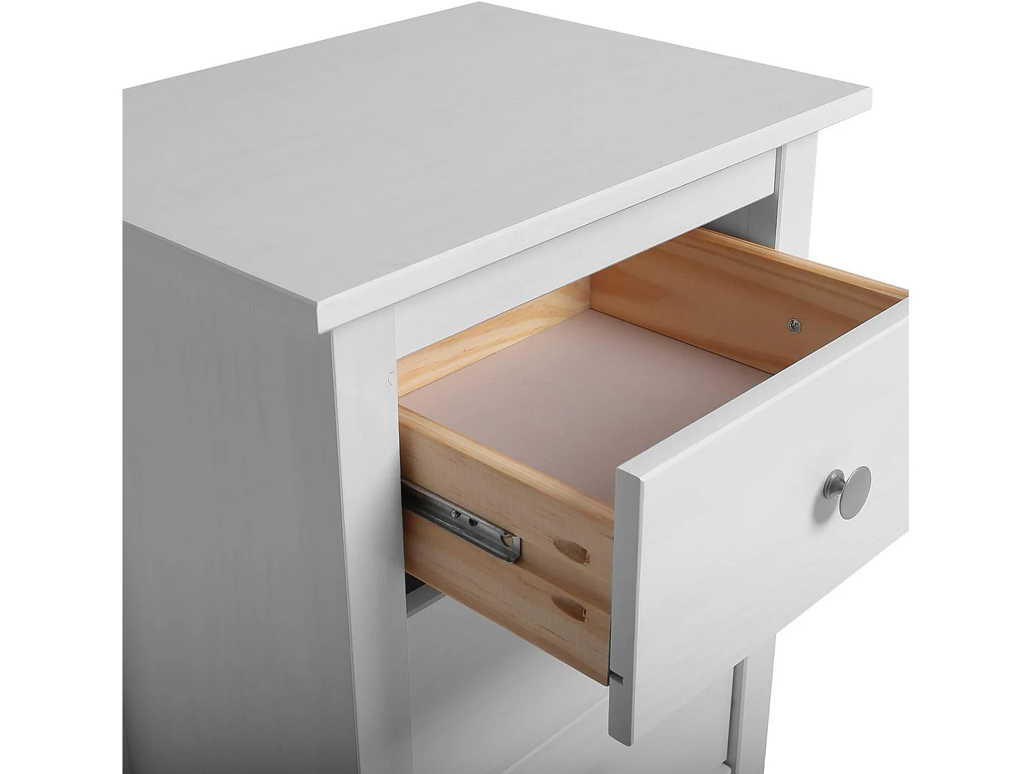 Chiffonnier Nuit 4 tiroirs Berna dans les tiroirs Blanc, 46 cm Longueur