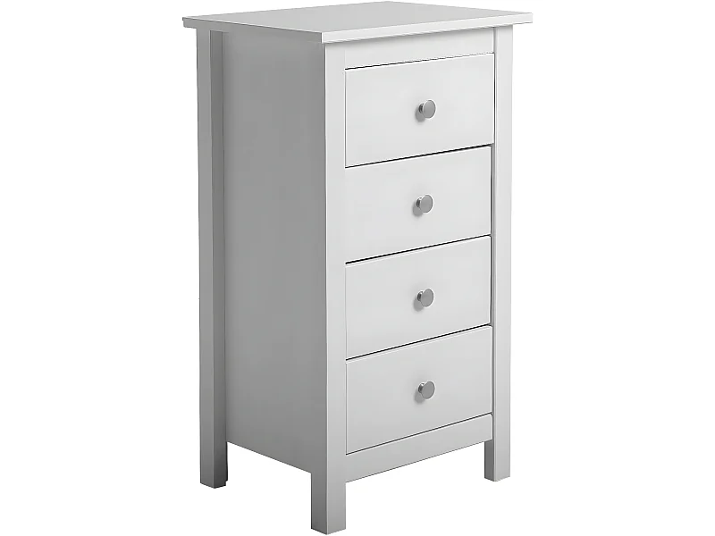 Sinfonier de Noche Berna de 4 cajones en Blanco y cajones en Blanco, Pino macizo