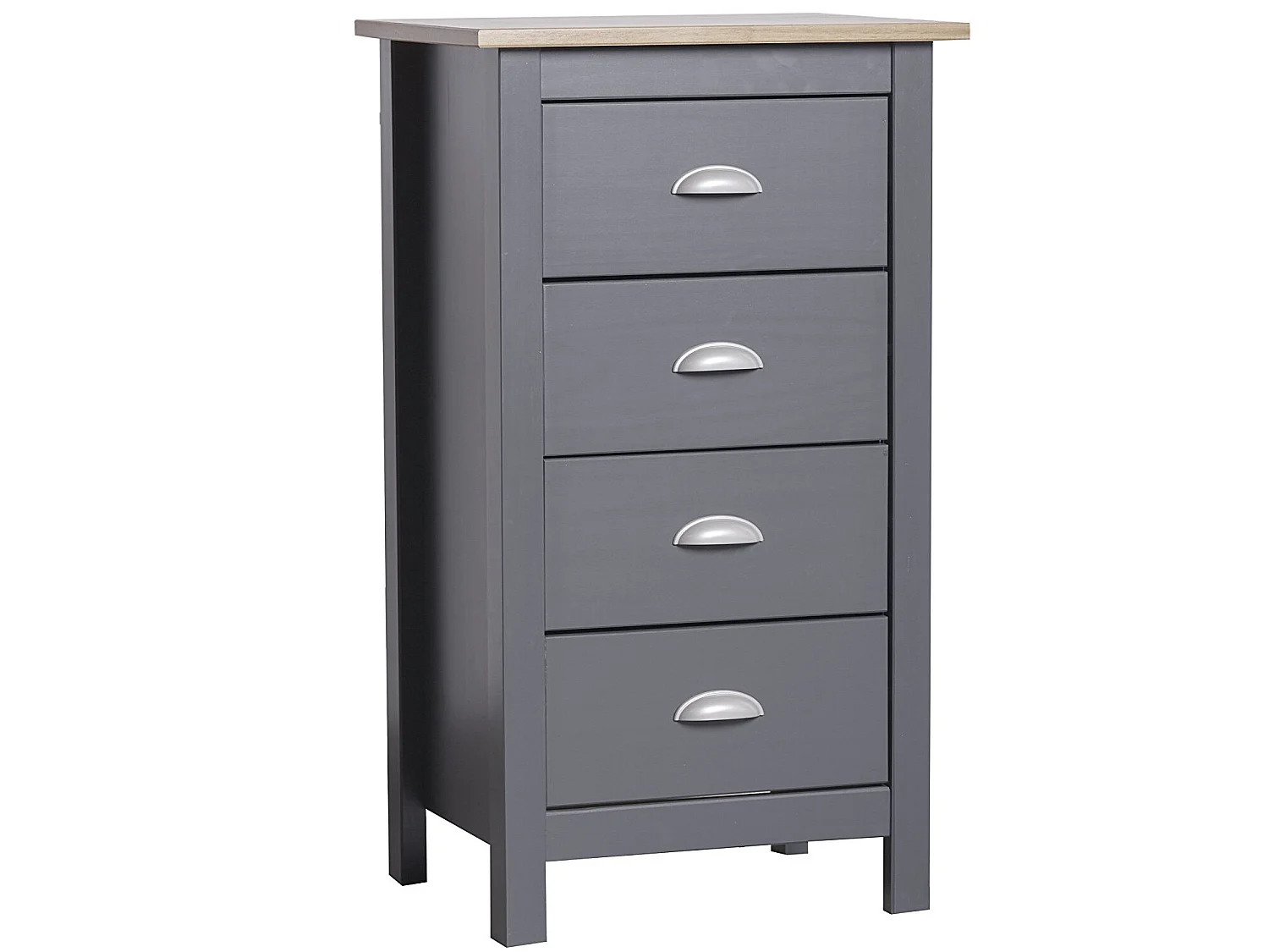 Chiffonnier Nuit 4 tiroirs Jade dans les tiroirs Anthracite, 46 cm Longueur