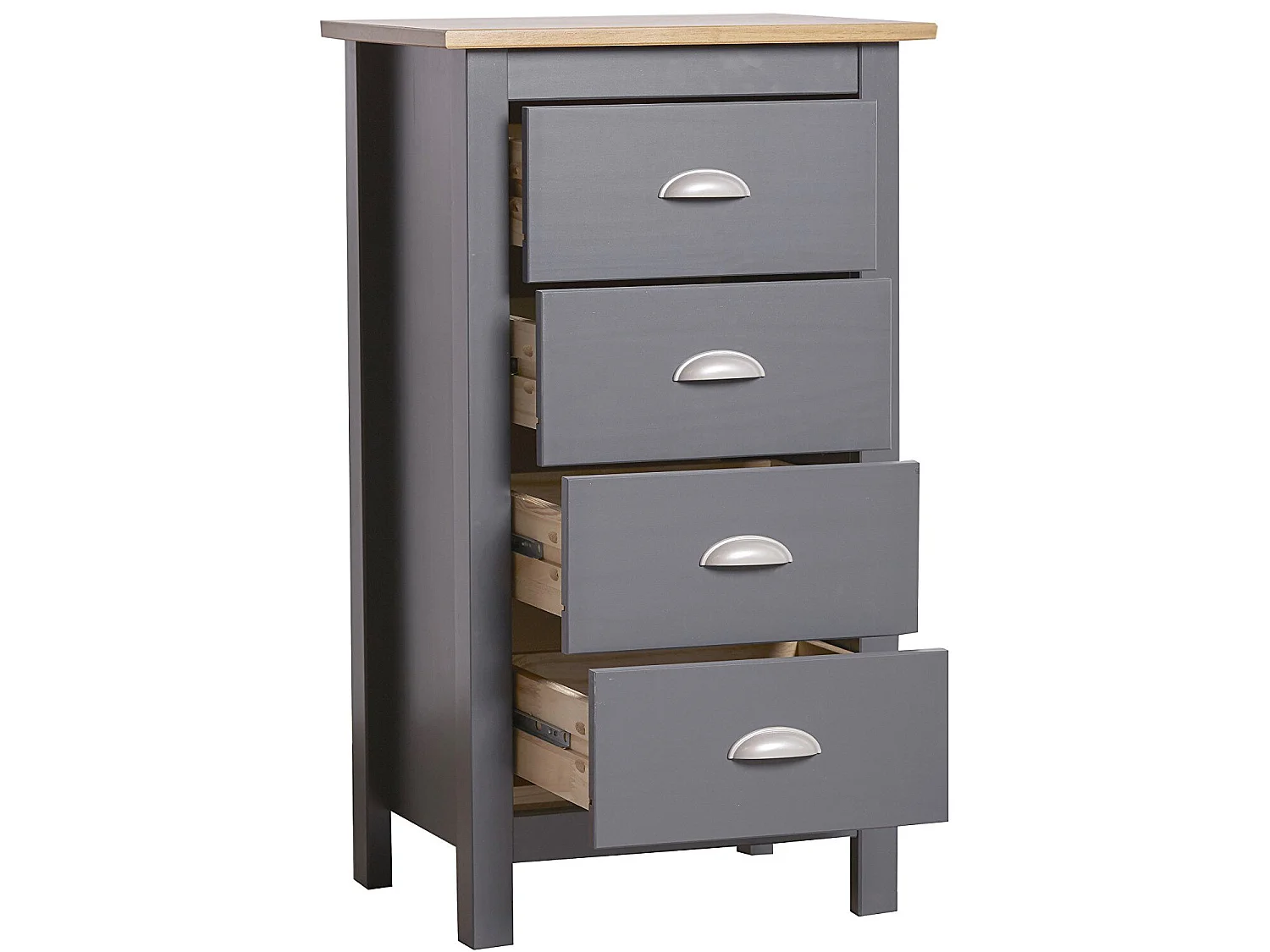 Chiffonnier Nuit 4 tiroirs Jade dans les tiroirs Anthracite, 46 cm Longueur