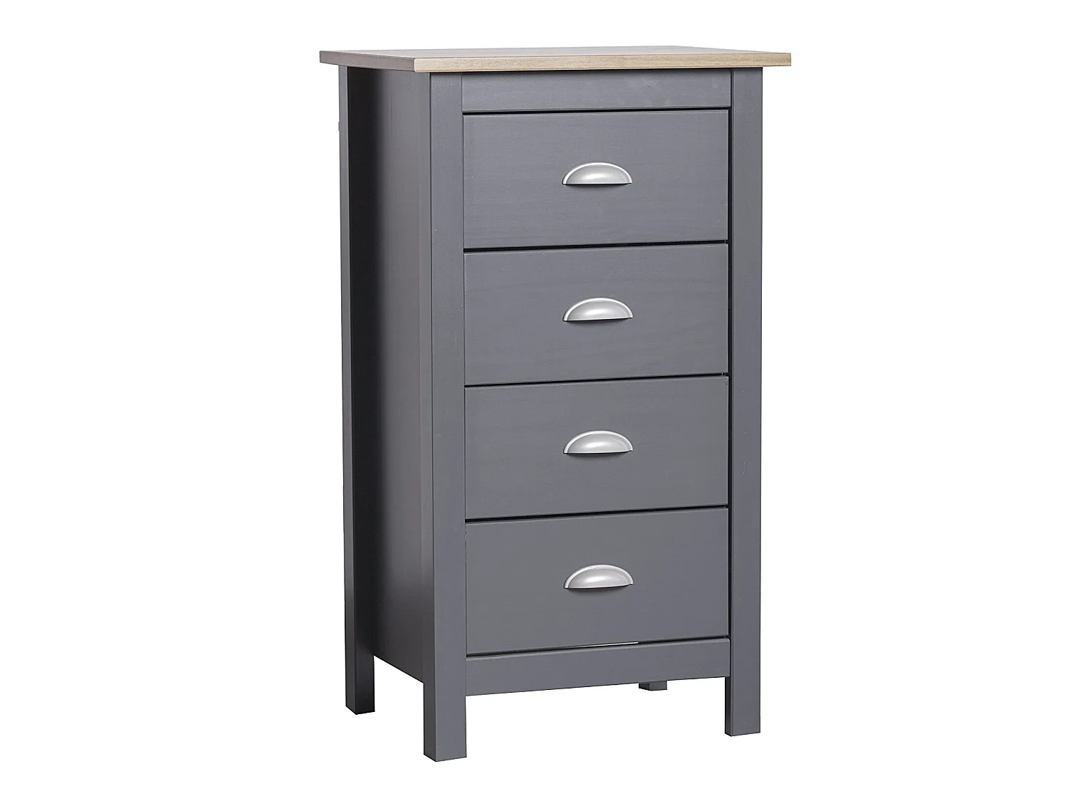 Chiffonnier Nuit 4 tiroirs Jade dans les tiroirs Anthracite, 46 cm Longueur