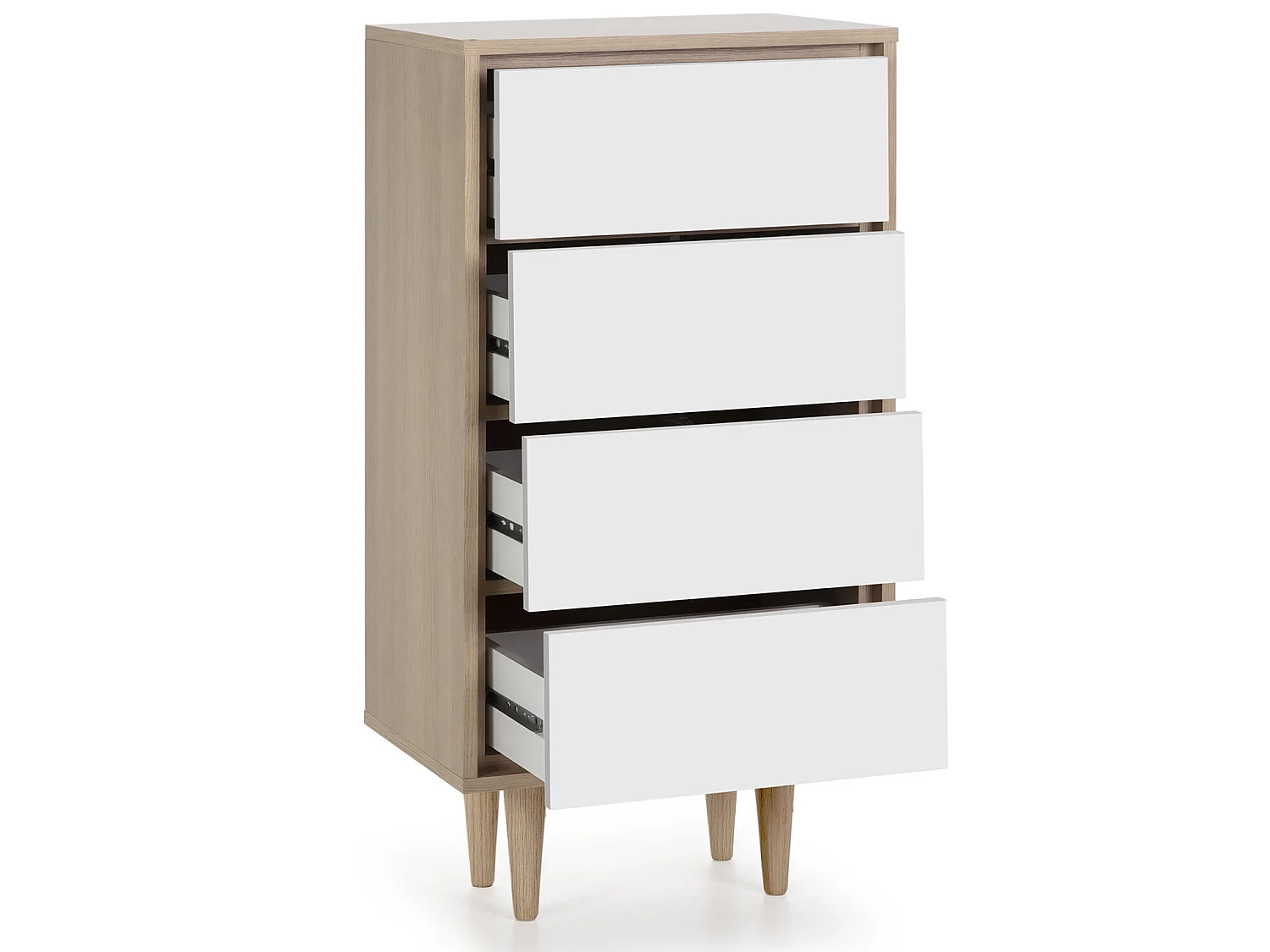 Chiffonier Denia 4 Schubladen Eiche/Weiß