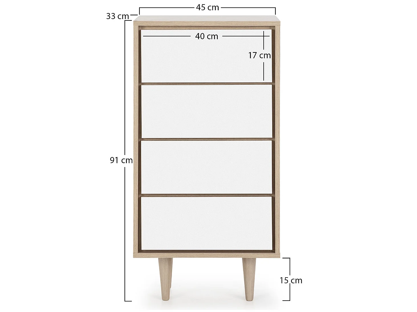 Chiffonier Denia 4 Schubladen Eiche/Weiß