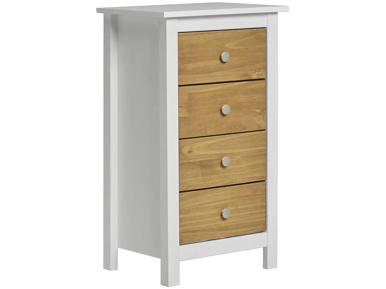 Chinfonnier Bonnie Blanc 4 Tiroirs, Fabriqué en Bois de pin Massif