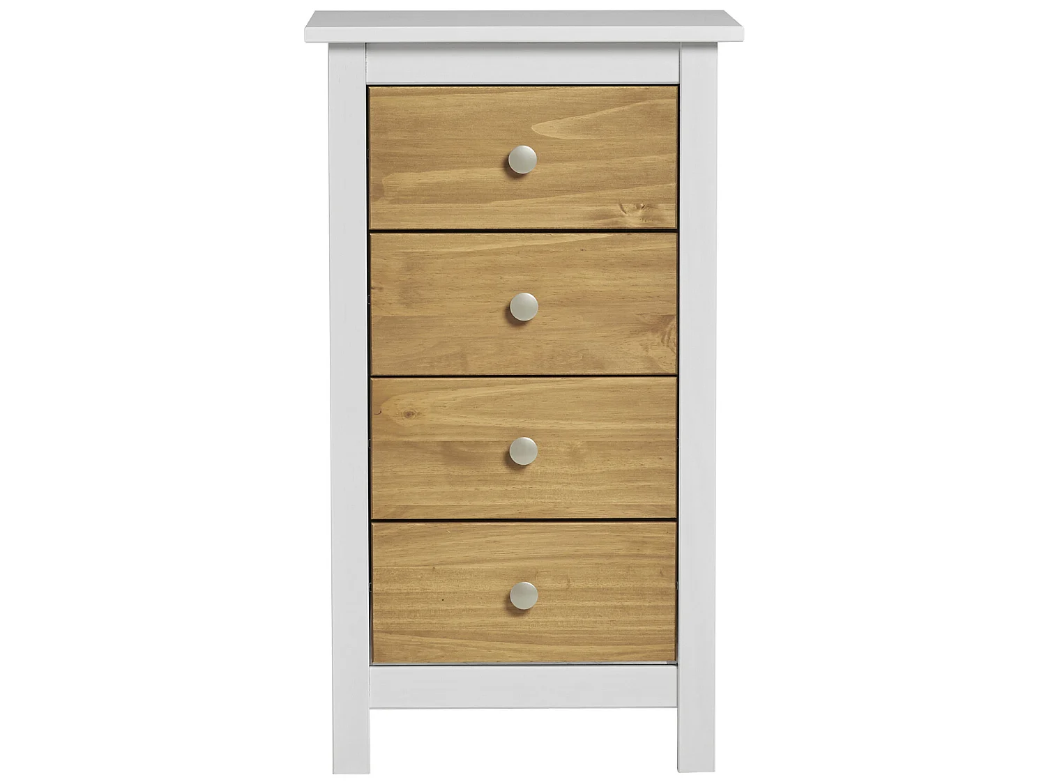 Chinfonnier Bonnie Blanc 4 Tiroirs, Fabriqué en Bois de pin Massif