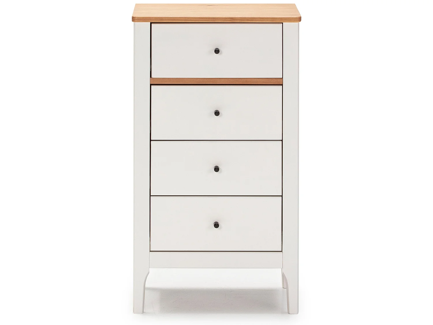 Chiffonnier Nuit 4 tiroirs Luca dans les tiroirs Blanc/Chêne, 46 cm Longueur